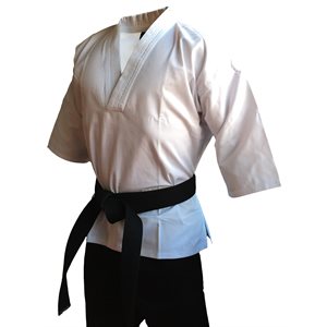 V-Neck 65/35 polycotton karate uniform with 3/4 sleeves                      